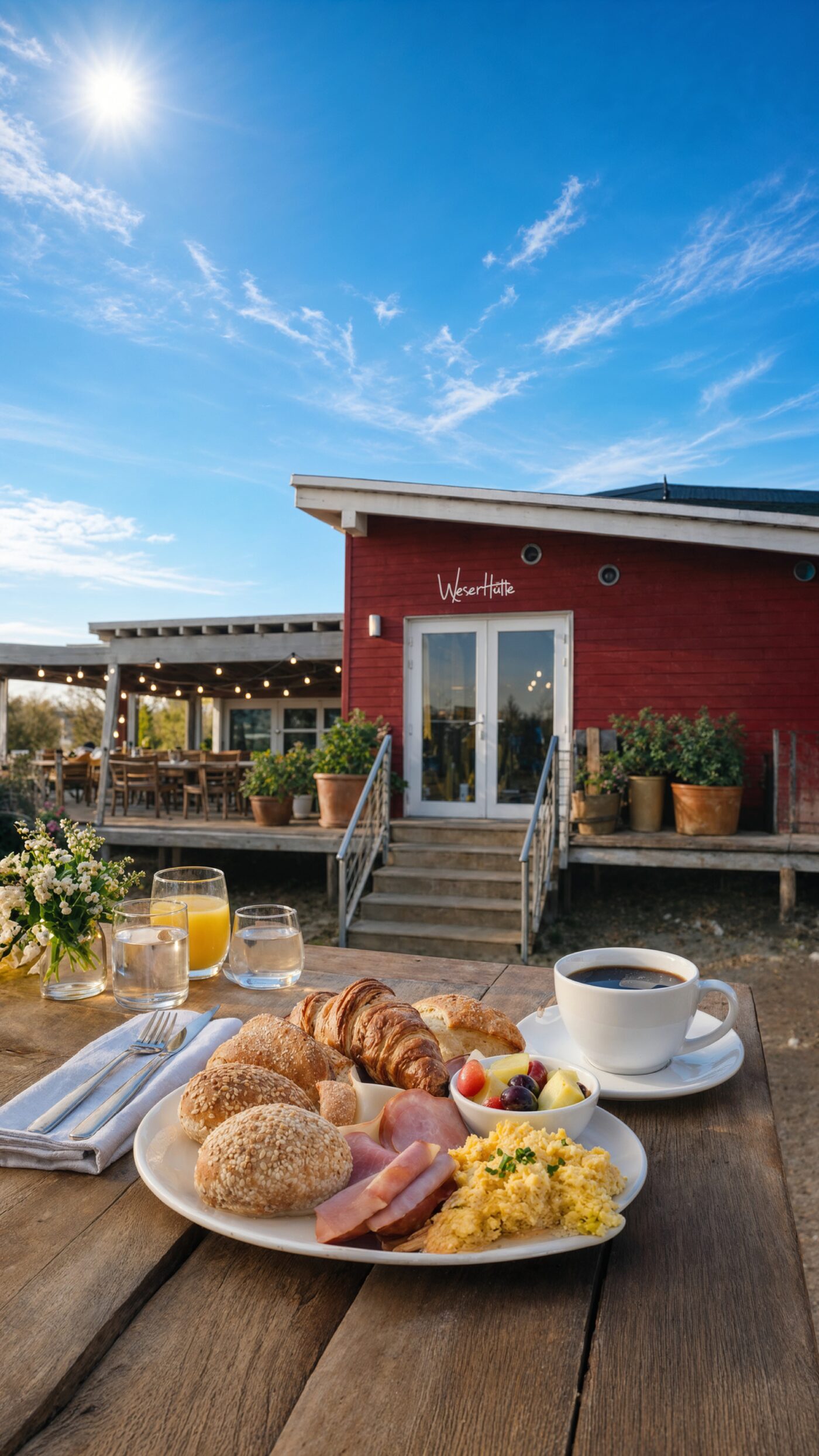 Feiern auf der Terrasse der WeserHütte